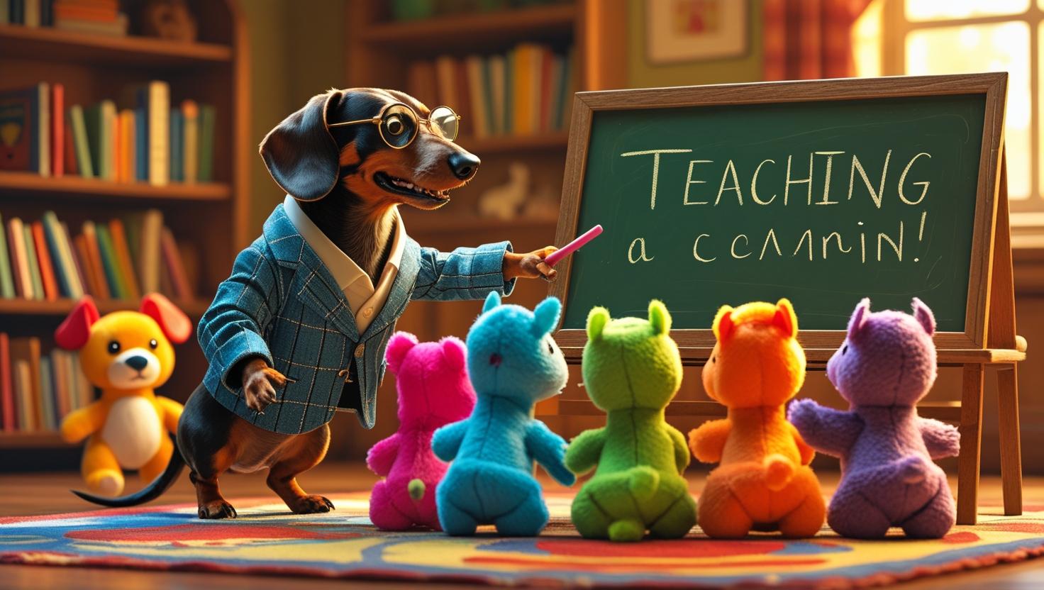 profesor teckel, enseñando, educación, guía
