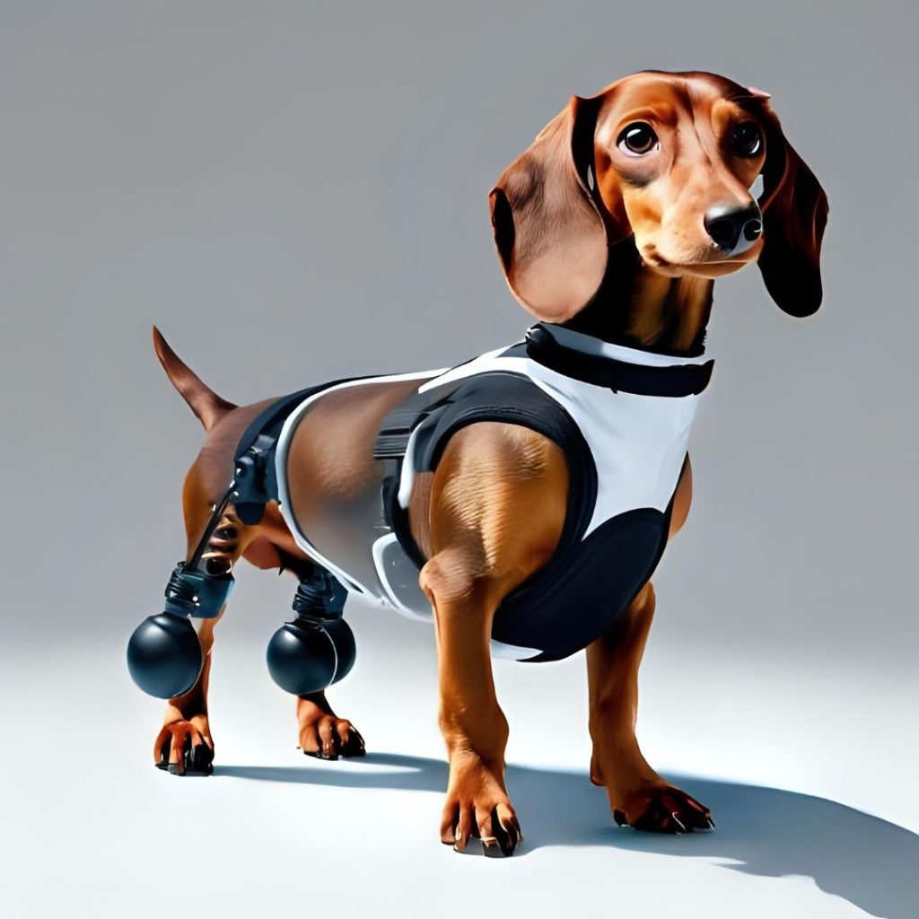 teckel con piernas biónicas