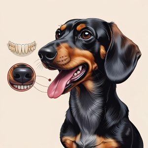 infografía de salud dental para un perro salchicha teckel