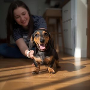 entrena a un cachorro de perro salchicha teckel